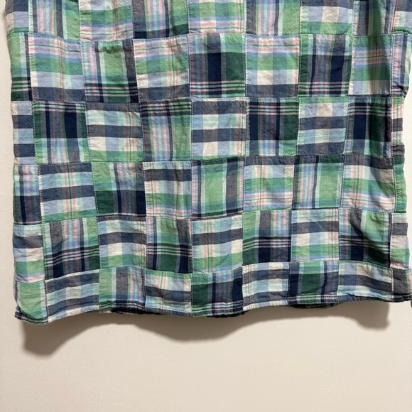 Talbots Cotton Patchwork Plaid Button Back Sleeveless Blouse Top - Picture 5 of 11